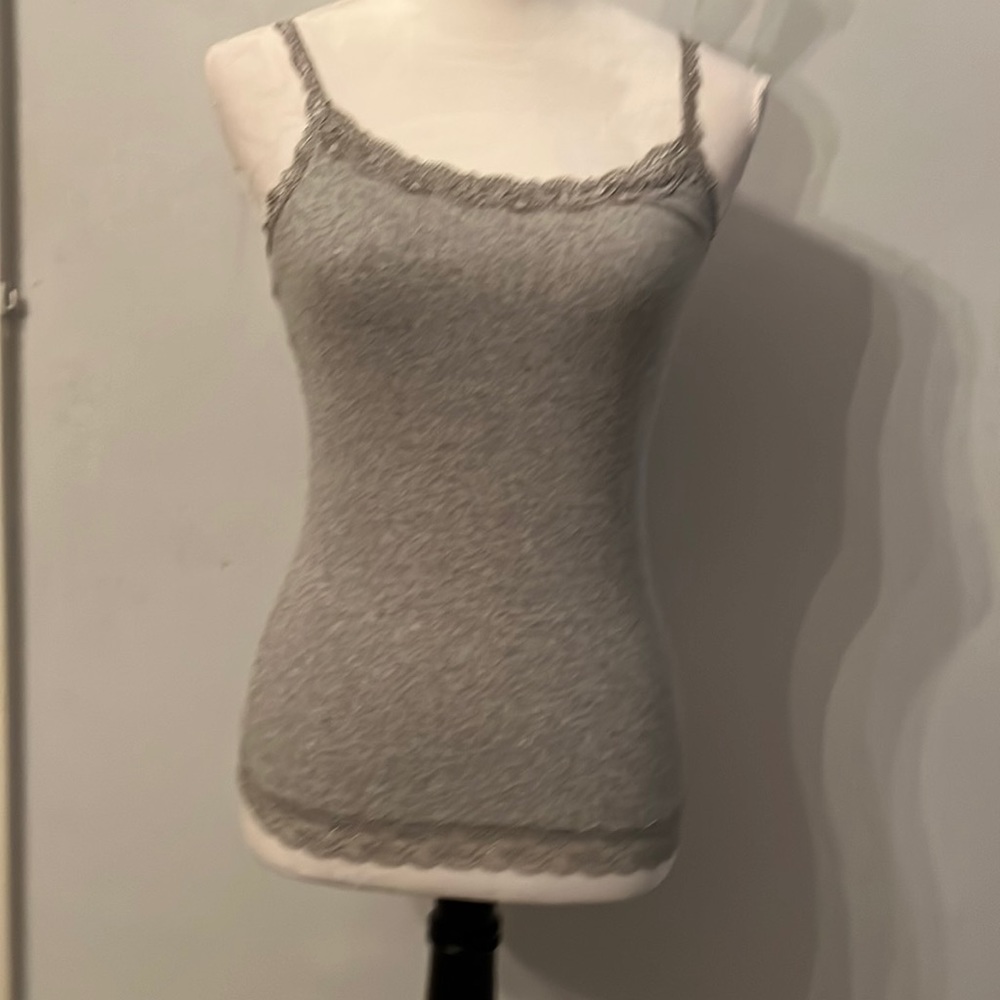 Stretchy grey lace tank